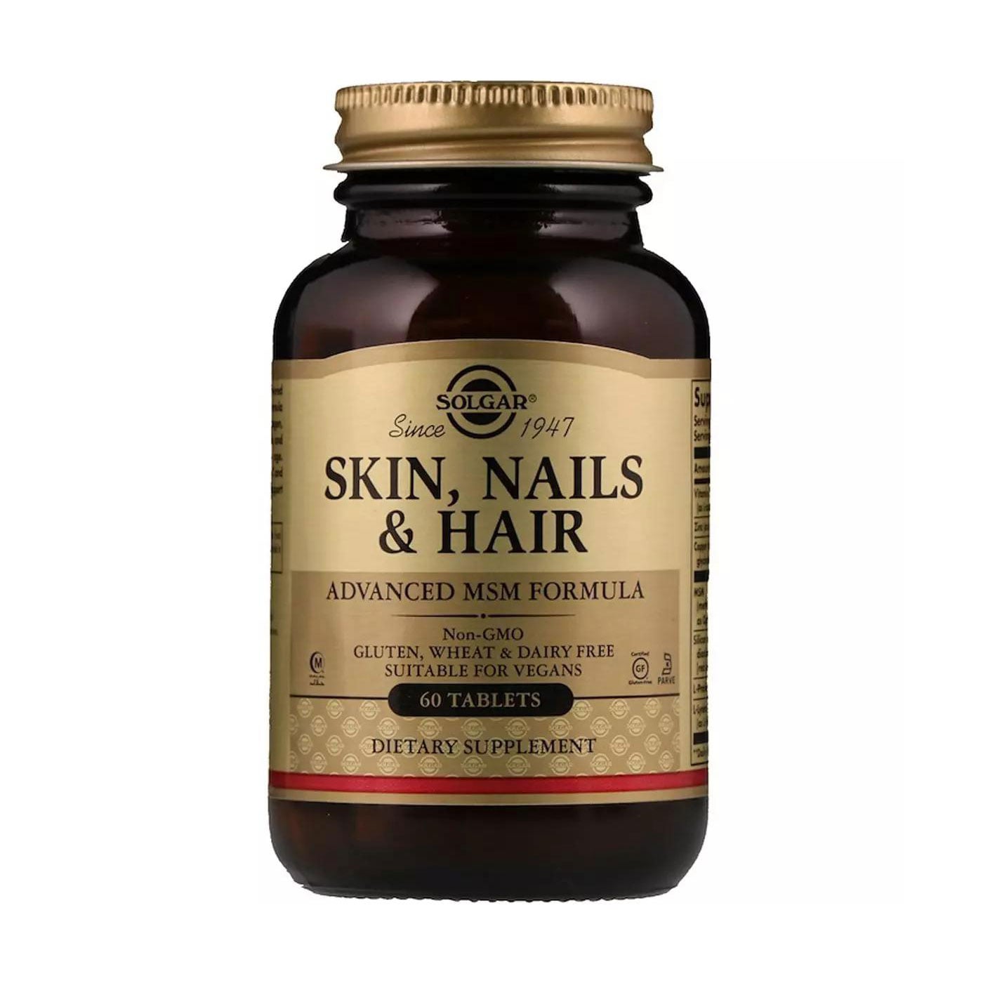Комплекс для догляду за волоссям, шкірою та нігтями Solgar Skin, Nails &amp; Hair Покращена формула з МСМ, 60 таблеток